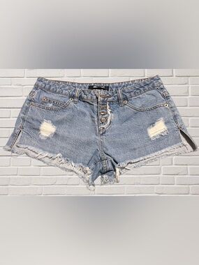 Y2K Rip Curl Low Rise Micro Denim Shorts Distressed Festival Size 5